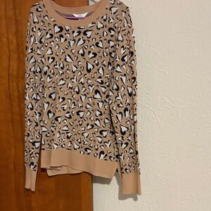 Time and Tru Tan Leopard Print Sweater